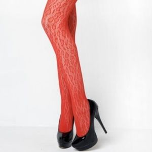 Red Leopard Print Fishnet QUEEN PLUS SIZE Pantyhose